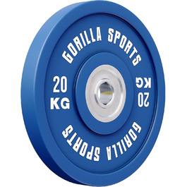 Бамперні диски GORILLA SPORTS 20 кг, 50 мм, гумові, для штанги, олімпійські вагові плити