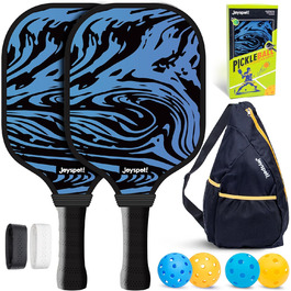 Набір для піклболу JOY SPOT! 2 ракетки, 4 м'ячі, сумка – Легкі ракетки з фібергласовою поверхнею для чоловіків, жінок та початківців – Ідеально для гри в приміщенні та на вулиці