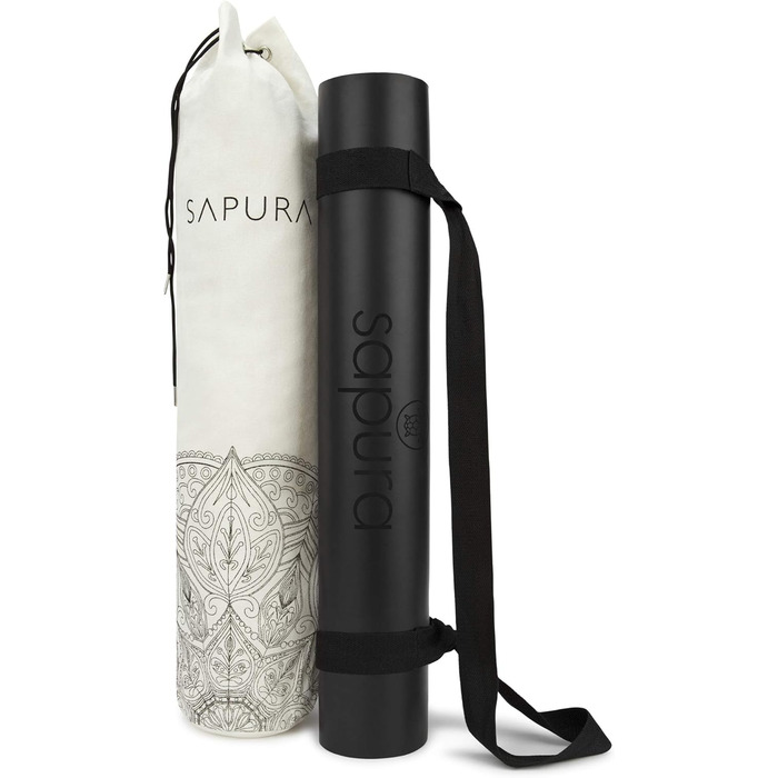 Килимок для йоги SAPURA 2 м, натуральний каучук, чорний, екстрадовгий