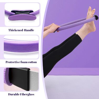 Кільце для пілатесу та йоги з подвійними ручками, фіолетове. Для тренування ніг, рук та стегон. Допомагає схуднути
