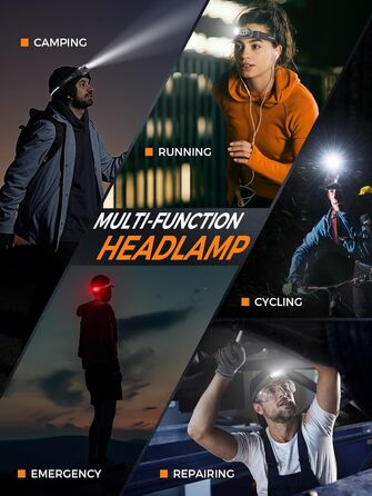 Налобний ліхтар ATuMan MH1 LED перезарядна, 2 шт. з зарядним кейсом 6600mAh, 10 режимів, IPX4, для кемпінгу/походів/бігу