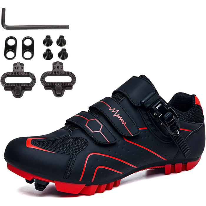 Чоловічі велотуфлі MTB для катання по бездоріжжю, сумісні з SPD, для їзди в приміщенні та на вулиці, з швидкою шнурівкою (47 EU, C)