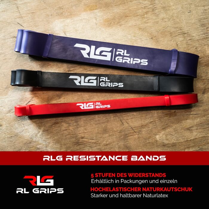 Гумові еспандери RL Grips для фітнесу, бодібілдингу та йоги (15-40 кг) - фіолетові