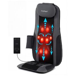 Масажна подушка Shiatsu COSTWAY з 4 роликовими вузлами та 2 вібраційними моторами, 3D масажна килимок, масажер спини з підігрівом для дому та офісу