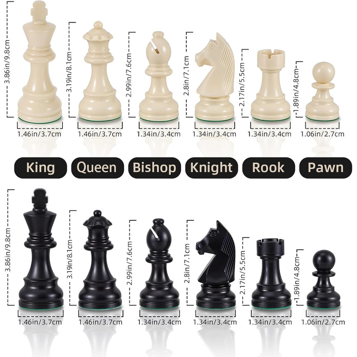 Набір шахів зі складною дошки з силікону, 50,8 см, фігури з вагою, висота короля 9,8 см, 2 додаткові королеви, складана дошка, портативний набір для подорожей та турнірів, з сумкою