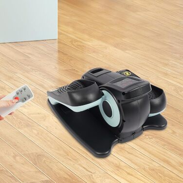 Еліптичний тренажер під стіл з пультом та дисплеєм, регульована швидкість, електричний, для ніг та рук (Чорний+Блакитний)