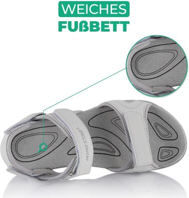 Трекінгові сандалі Fusskleidung® унісекс, біло-сірі, 45 EU, з міцною підошвою для походів та літа