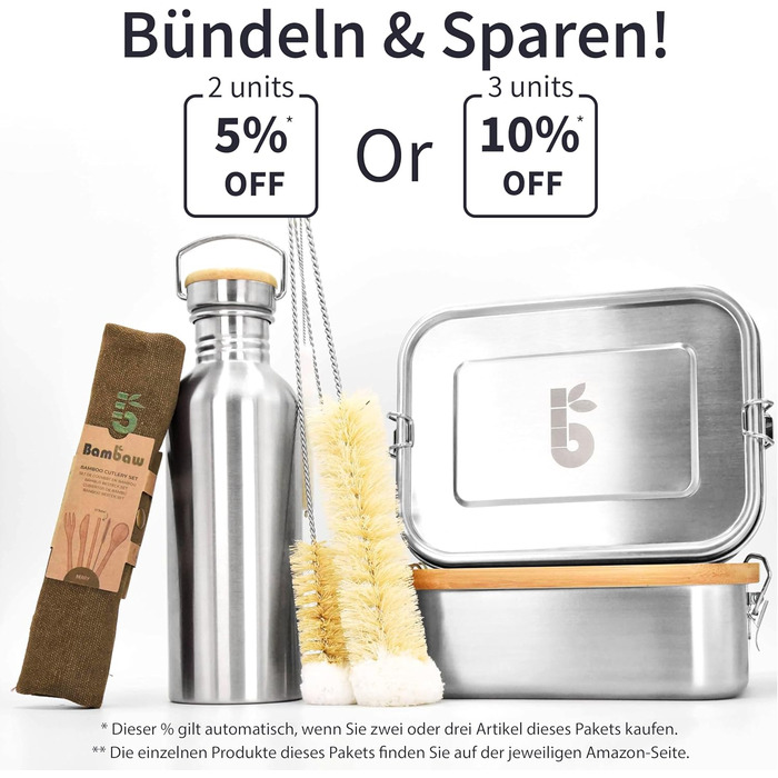 Водафлянка Bambaw з нержавіючої сталі, 1 л | Багаторазова еко-пляшка | Для кемпінгу та походів | Без пластику | Спортивна пляшка, 1000 мл, срібна