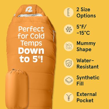 Спальний мішок Retrospec Dream 5°C (Mummy) для кемпінгу, Regular