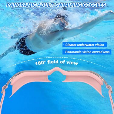 Окуляри для плавання Schwibrille HD з антизапітним покриттям, UV-захистом, герметичні, зручні - для дорослих, для басейну та відкритої води (Розмір M, Колір Gouache)