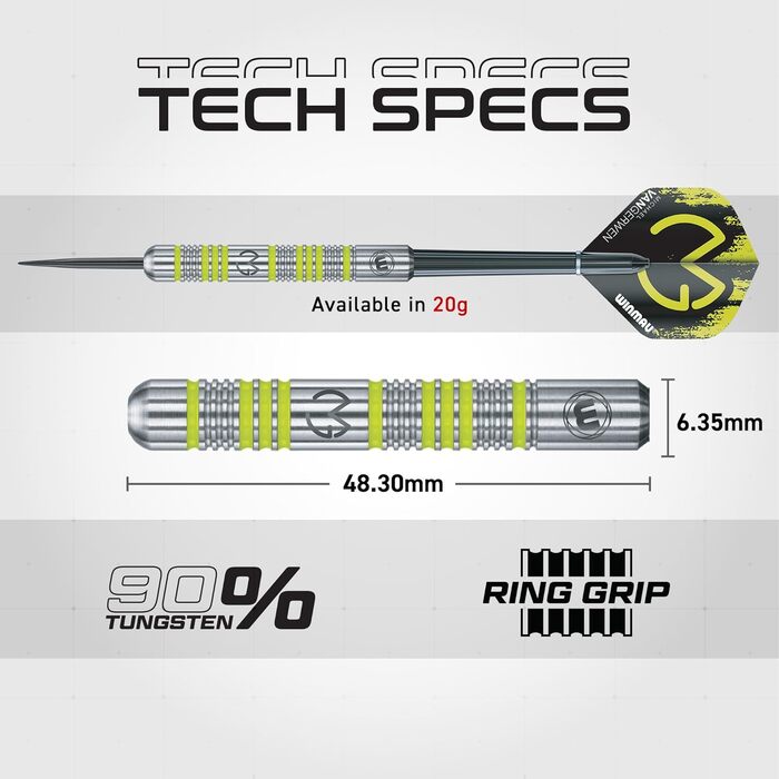 WINMAU Michael Van Gerwen (MvG) подарунковий набір для дартсу, 50 предметів, сталевий наконечник, 4 комплекти стрижнів, 4 комплекти оперень та аксесуари
