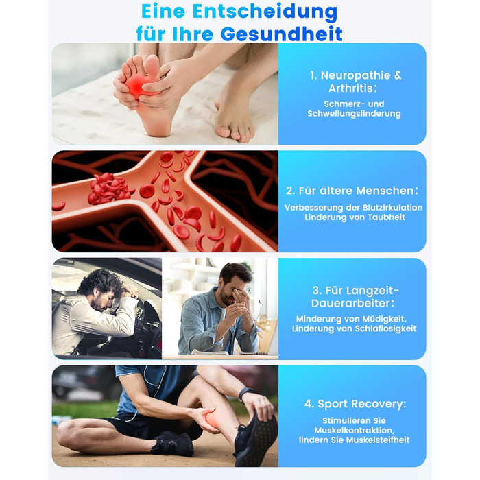Електричний масажер для ніг та стегон Dancespot Medic - покращує кровообіг, знімає біль, EMS, перезаряджається, блакитний