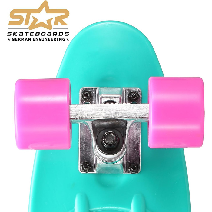 Скейтборд BIKESTAR Vintage Retro Cruiser 60 мм для дітей та дорослих, зелено-чорний, для початківців від 6 років