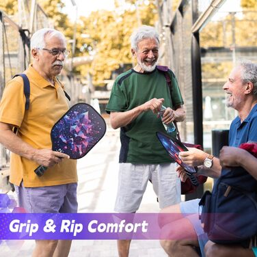 Набір ракет для піклболу Niupipo (2 шт.), фібергласова поверхня, поліпропіленовий сердечник, м'яка ручка, легкі, з сумкою (фіолетовий/чорний)