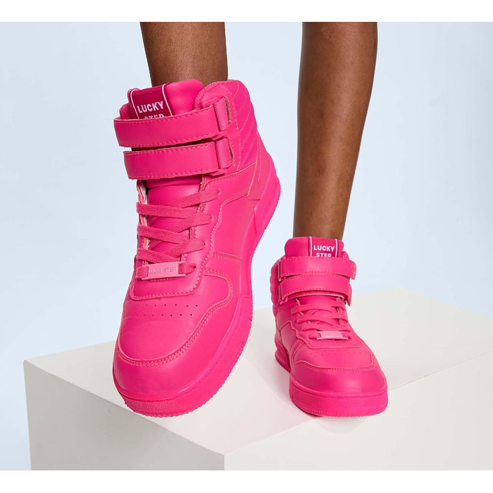 Жіночі баскетбольні кросівки Lucky Step з кріпленням на липучці - стильні штучні шкіряні кеди білого кольору (38 EU, Гарячий Рожевий)