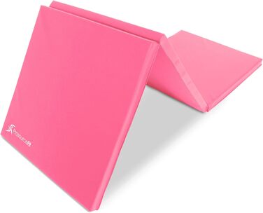 Тренувальний килимок ProsourceFit трьохшаровий, 183x61 см, з ручками, для гімнастики, MMA, йоги, розтяжки, рожевий