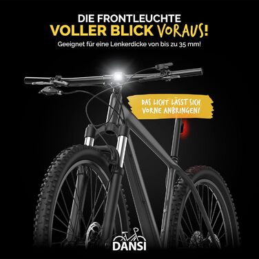 Набір передніх велоліхтарів DANSI StVZO I LED – яскраве світло (25/10 Lux, акумуляторний)