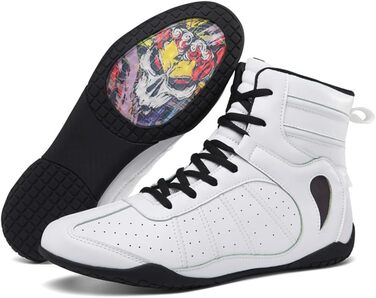 Боксерські черевики для чоловіків та жінок, фітнес, тренування, бокс (44 EU, білий)