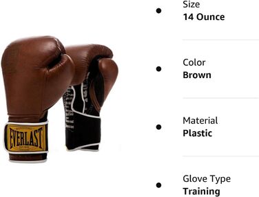 Боксерські рукавички Everlast 1910 Classic, унісекс, 14oz, коричневі, для тренувань