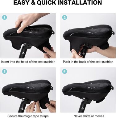 Накидка на сидіння велосипедне, ергономічна гелева підкладка, м'яка та зручна, з дощем. Підходить для жінок та чоловіків, чорна, вузька