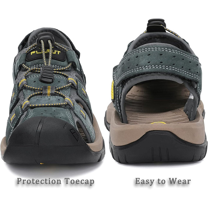 Чоловічі сандалі FLARUT для туризму та пляжу, шкіряні трекінгові, спортивні, сірі, 42 EU