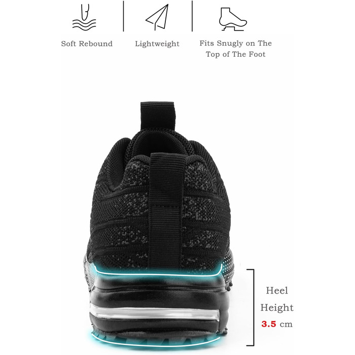 Кросівки Hitmars для чоловіків та жінок: спортивні, для бігу, повсякденні, сірі та чорні, 36-48 EU