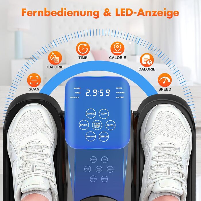 Міні електричний тренажер Crosstrainer XDDIAS для дому з пультом керування та LED-дисплеєм, 12 швидкостей, тихий та портативний еліптичний тренажер для дорослих та літніх людей