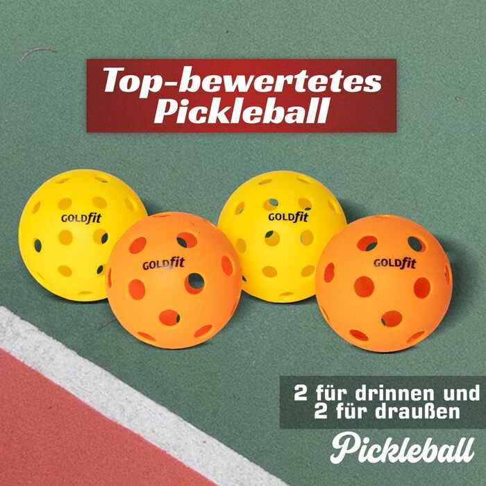 Набір для піклболу з карбоновим волокном, 4 м'ячі, сумка, легкий, ергономічний, для чоловіків та жінок всіх рівнів