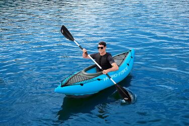 Надувний одномісний каяк Hydro-Force Cove Champion з веслом, помпою та сумкою для перенесення, синій