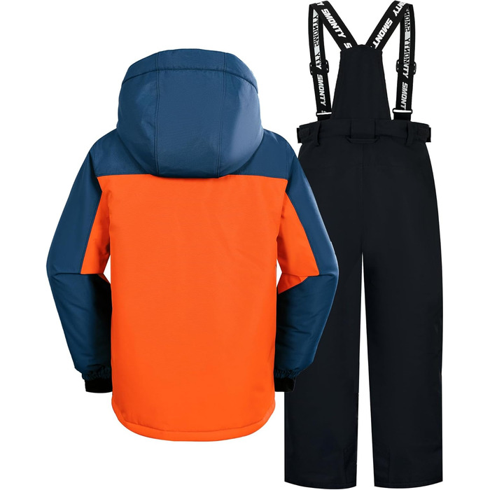 SNOWER Дитячий зимовий комбінезон для хлопчика з капюшоном, теплий гірськолижний костюм, кольоровий зелений (6-7 років, помаранчевий)