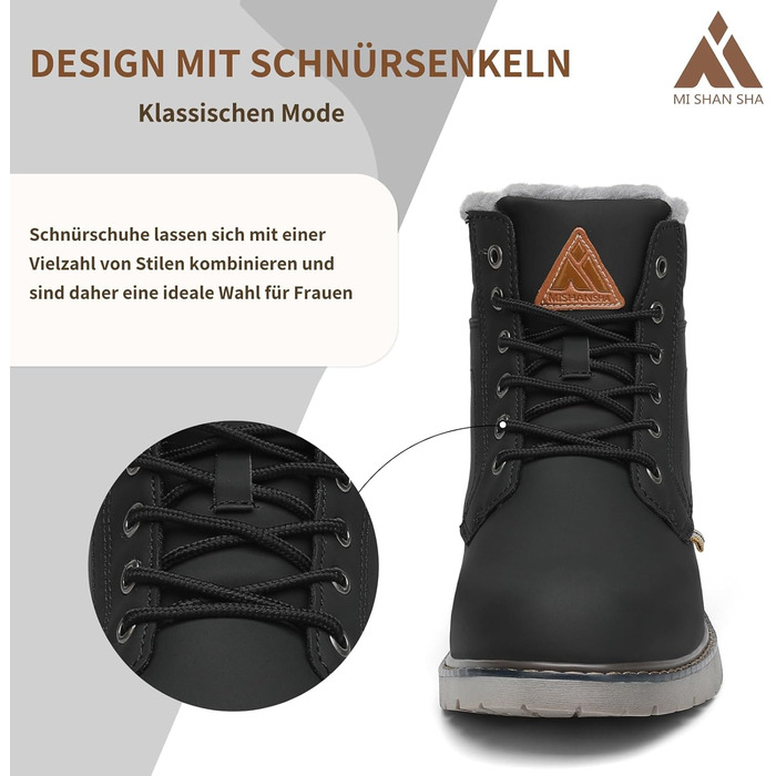 Зимові черевики Mishansha для жінок. Теплі, з підкладкою, зимові черевики та черевики на шнурівці, розміри 36-42 EU, 40 EU, чорний колір