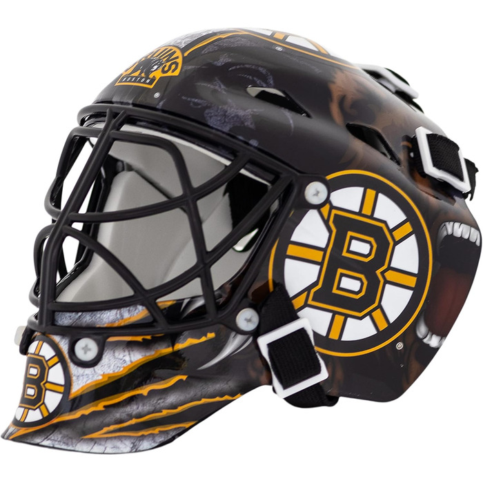 Міні-шолом воротаря Franklin Sports NHL Boston Bruins із чохлом – колекційна маска з офіційною символікою та кольорами НХЛ