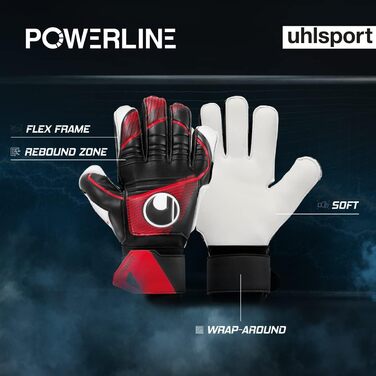 Воротарські рукавички Uhlsport Powerline Soft Flex Frame з захистом пальців для дітей та дорослих, унісекс