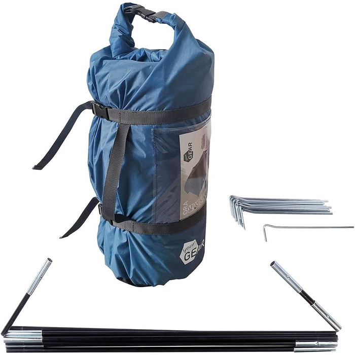 Намет туристичний yourGEAR Zelt ORA для 2 осіб, односкладовий, UV 50+, захист від комах, водонепроникний (5000 мм), блакитний/сірий