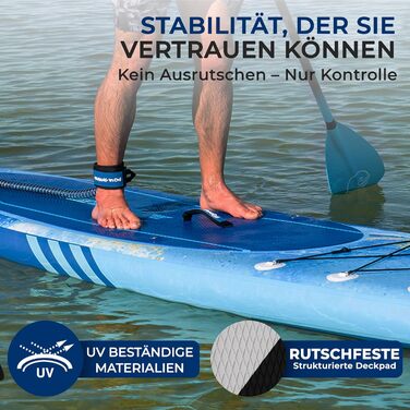 Надувний SUP СерeneLife: комплект для сапбордингу з веслом, насосом та сумкою. Touring SUP для дітей та дорослих, стійкий, портативний, для озера, річки та моря. Максимальне навантаження 155 кг (Блакитна Хвиля)