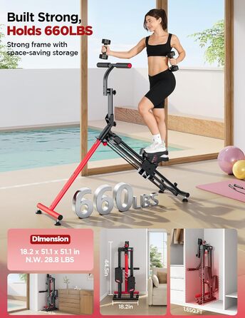 Сходи-степер YOLEO з регульованим опором для дому, компактний кардіо-тренажер, 3 режими тренувань, великі платформи, 90% зібраний, з ручкою