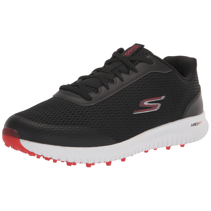 Чоловічі гольф-туфлі Skechers Elite 5 Range Relaxed Fit, водонепроникні, без шипів (40 EU, чорний/червоний)