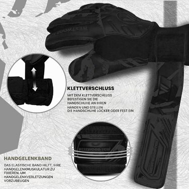 Воротарські рукавиці Westwood FOX Fingersave дитячі, юнацькі та дорослі. Латекс Dumbo 4+3 мм, чорні (розмір 9)