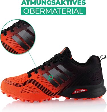 Трекінгові черевики для жінок та чоловіків, дихаючі, для трекінгу та трейлраннінгу, 45 EU, помаранчево-чорні