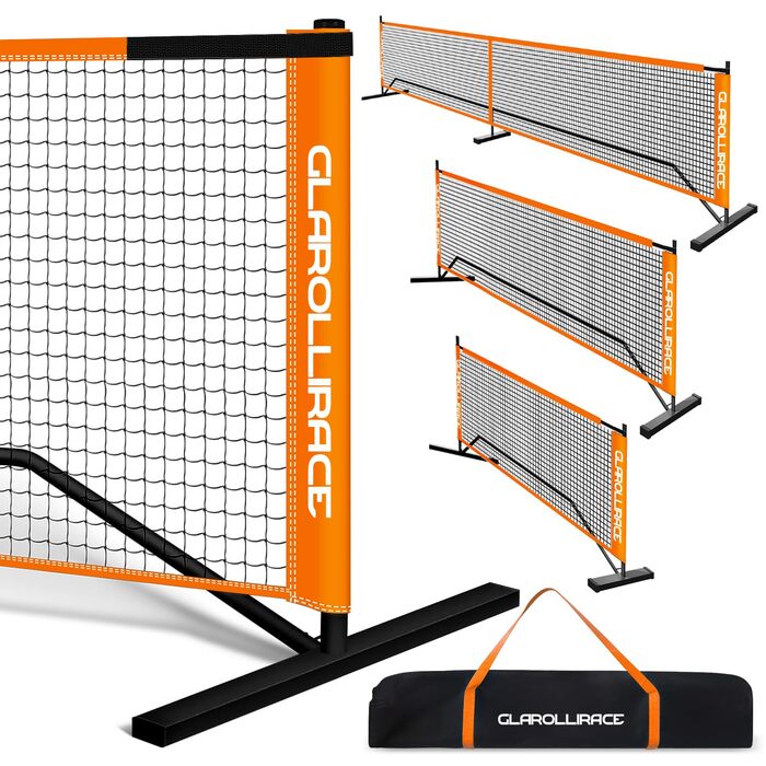 Набір для гри в піклбол 3-в-1 портативний, з сіткою 6.7м x 3м x 1.2м, для внутрішнього та зовнішнього використання (Vitality, помаранчевий)