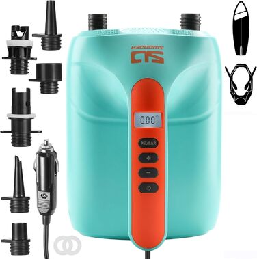 Електричний насос для SUP Swonder, 20PSI, для надувних дощок, каяків та човнів, з двоступеневою інфляцією, синій