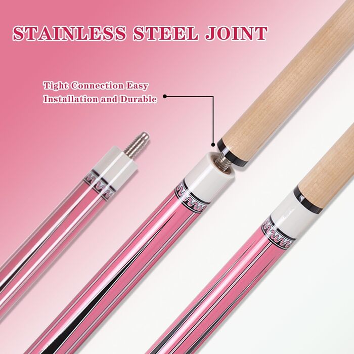 Більярдний кий для пулу Billiards Short Pool Cue Stick, 48 дюймів, для початківців, з канадського клену, 18 oz (рожевий)