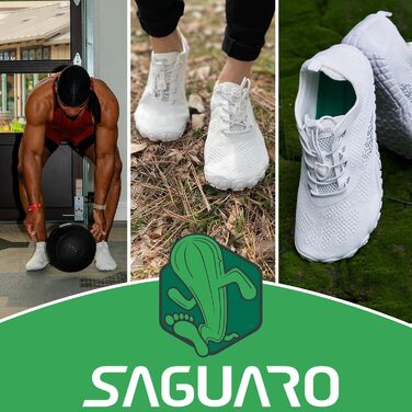 Чоловічі та жіночі барефут кросівки Saguarо для трейлраннінгу та пляжу, білі, 40 EU