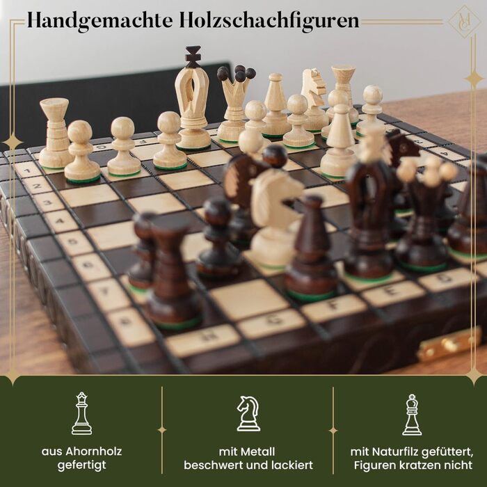 Шахи ROYAL Master of Chess, дерев'яні, ручної роботи, 35 см, з фігурами, великий шаховий набір для дітей і дорослих