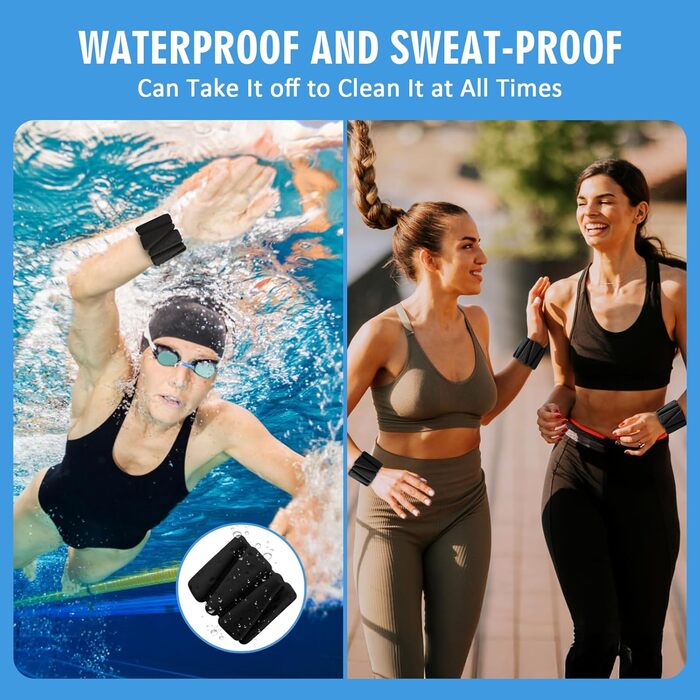 Набір вантажів для зап'ястя 2 шт., регульовані вантажні браслети для жінок та чоловіків, силіконові вантажні браслети для ходьби, йоги, пілатесу, бігу, танців, фітнес-залу, 0,9 кг, чорний