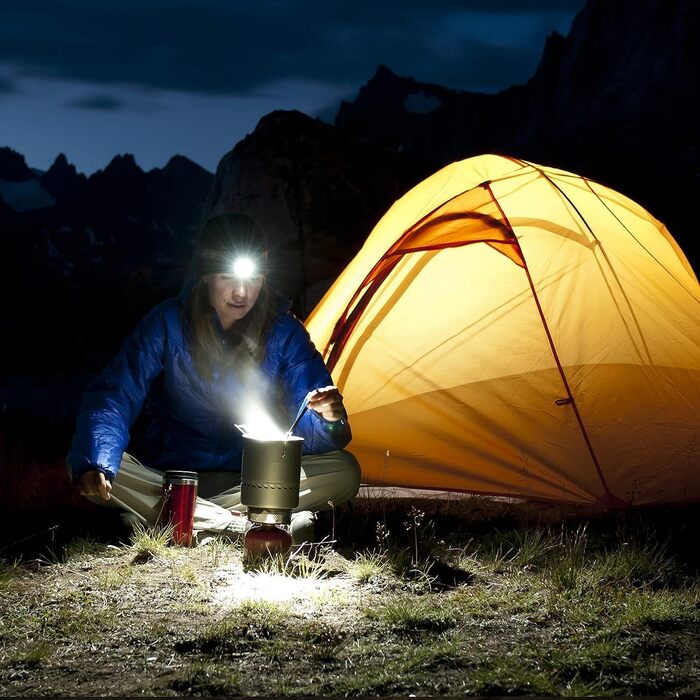 Ліхтар на лоб MIAOKE, USB-перезарядний LED-ліхтар 100000 люмен, надзвичайно яскравий, IPX5 водонепроникний, 4 режими, індикатор заряду та сигнальний світлодіод для дорослих, бігу, активного відпочинку, кемпінгу, риболовлі/полювання, помаранчевий