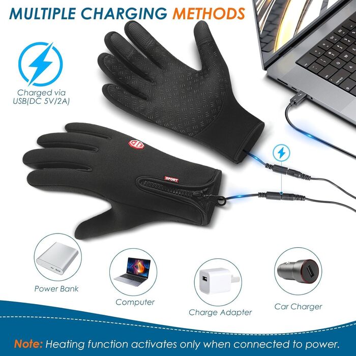 Електричні гріючі рукавички з підігрівом USB для чоловіків та жінок, сенсорні, для альпінізму, походів, велоспорту, кемпінгу