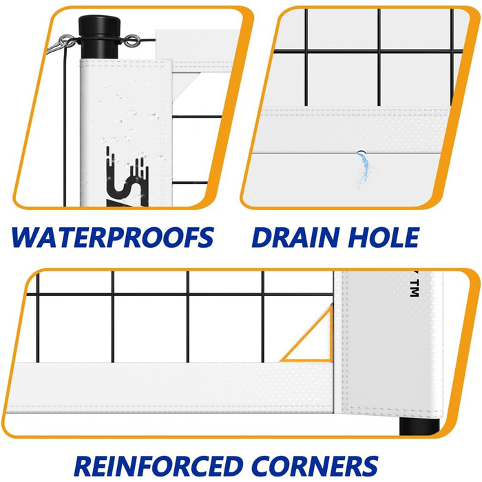 Волейбольна сітка для вулиці: міцна конструкція, регульовані штанги, для саду, газону та пляжу (білий)