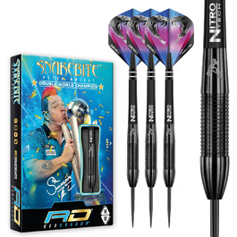 Дротики Red Dragon Peter Wright Snakebite 3, вольфрамові, 22 г, з оперенням і стрижнями