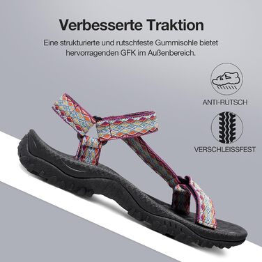 Жіночі спортивні сандалії для трекінгу та хайкінгу, прогулькові водонепроникні сандалії з антиковзаючою підошвою (темно-фіолетові, 37 EU)